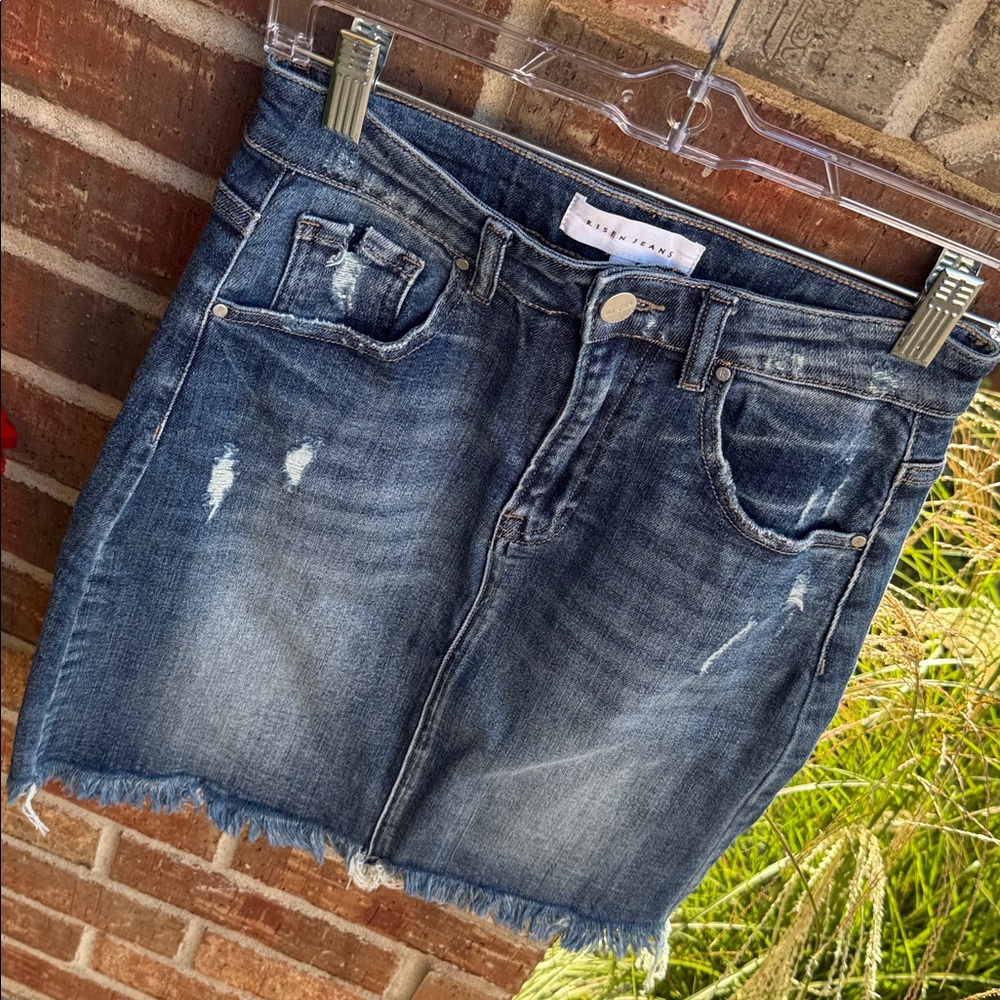 RISEN Ladies S Denim Distressed Jean Skirt - Picture 6 of 8